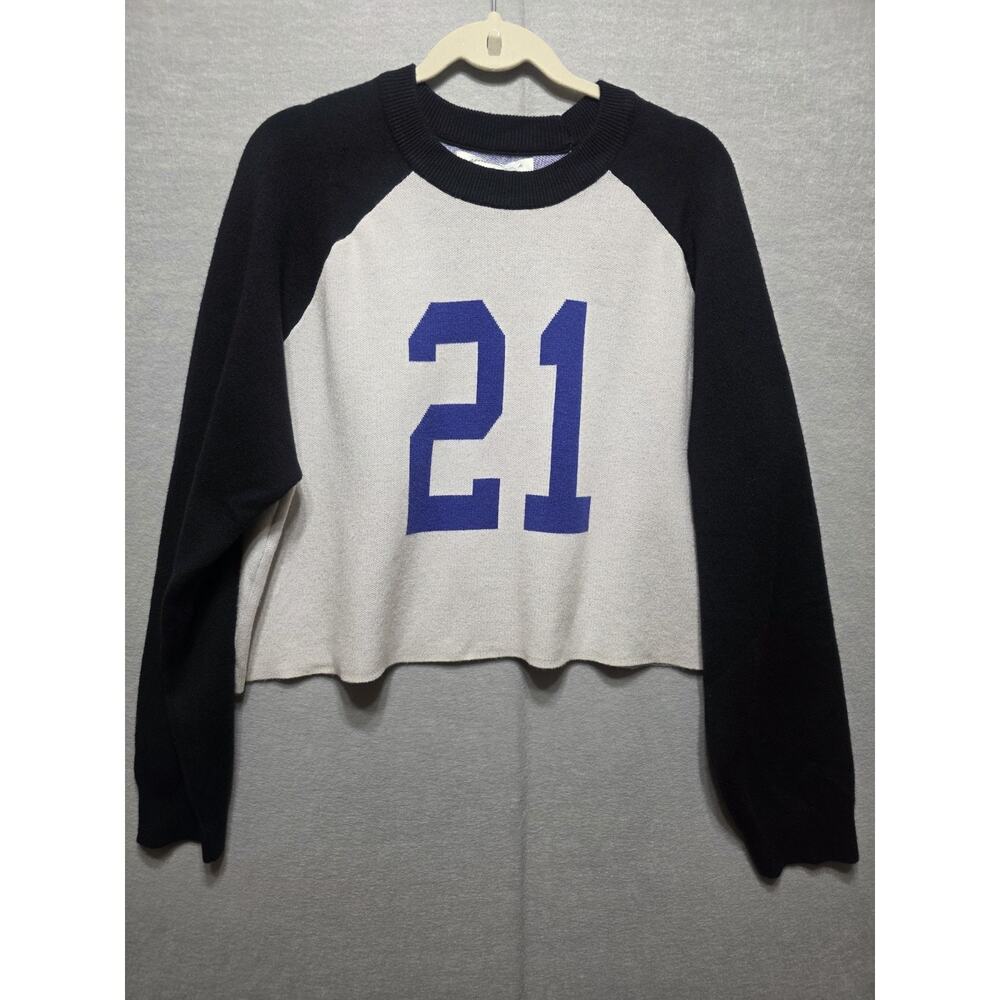 Generation K Cropped Sweatshirt Women’s 1X White Black Raglan 21 Graphic NWT